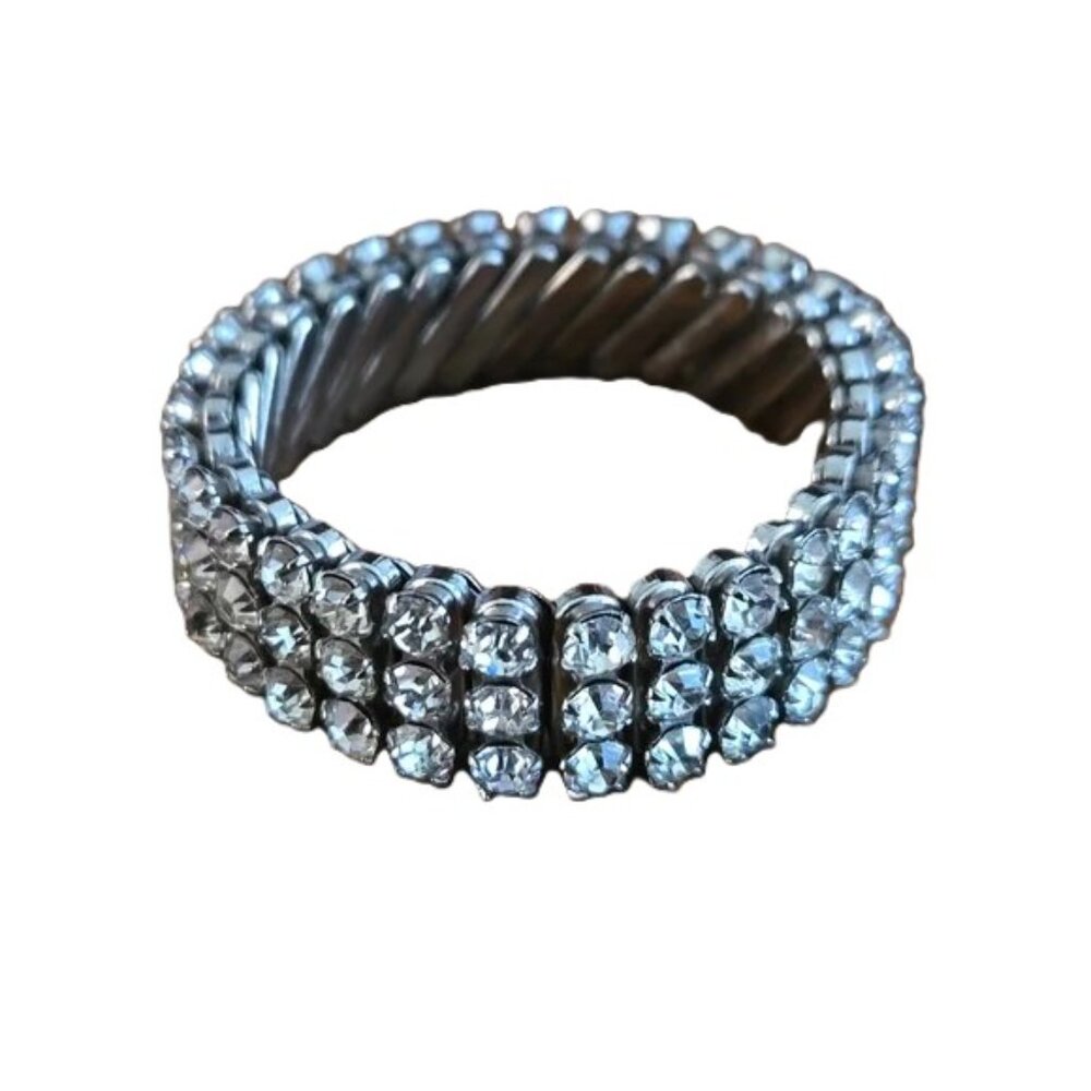VINTAGE ANTIQUE RHINESTONE CRYSTAL FORMAL EVENING  STRETCH BRACELET SMALL WRIST
